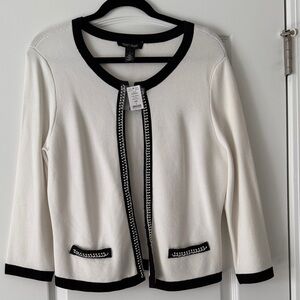 White House Black Market Chain Trim Cardigan Sz L, NWT